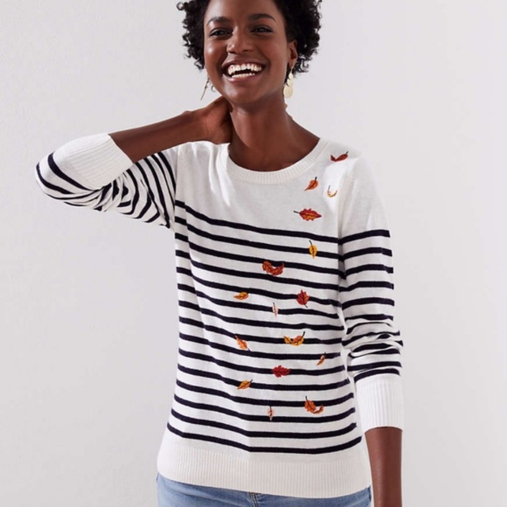 Loft striped shirt with leaves falling